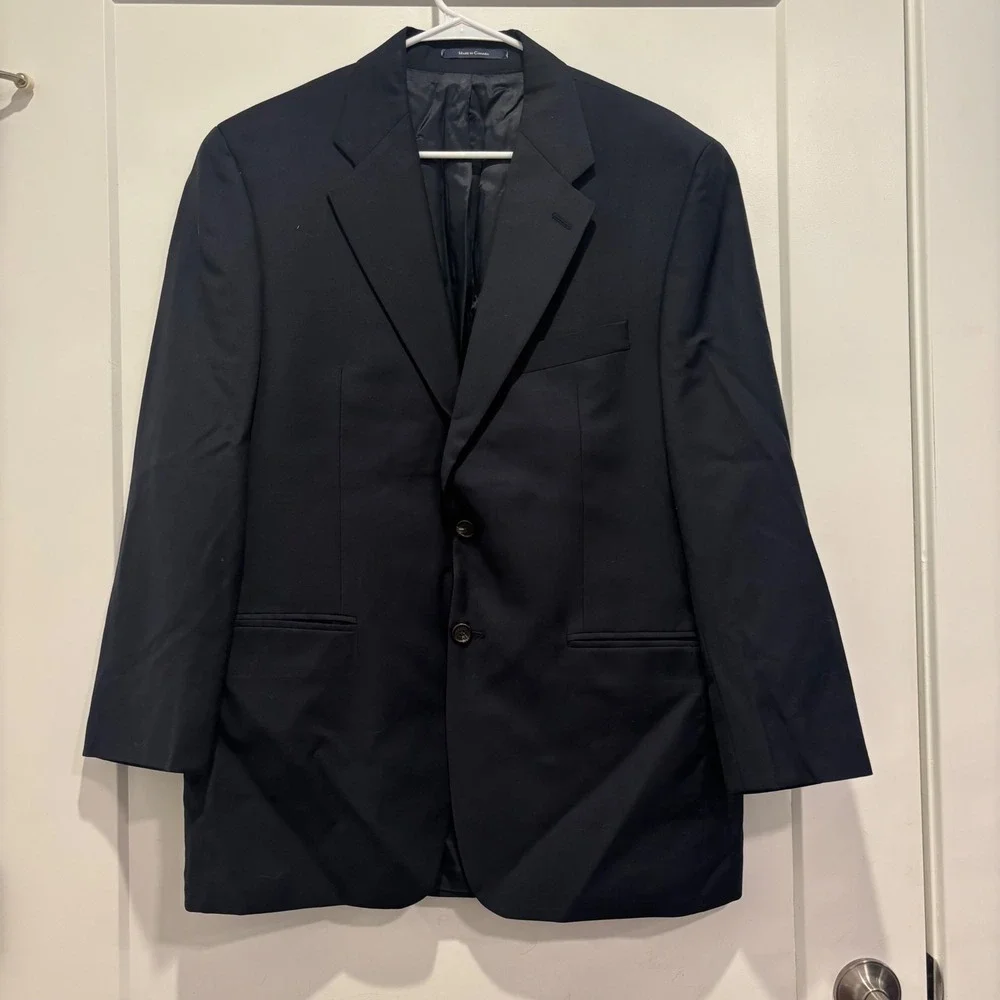 Lauren Ralph Lauren Mens Navy Blue Pure New Wool Blazer Sport Coat 41R L502569H